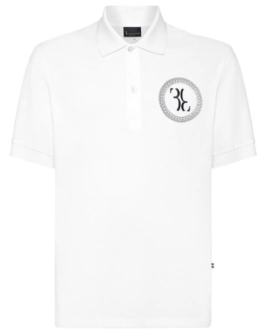 Billionaire White Logo-Embroidered Cotton Polo Shirt for men