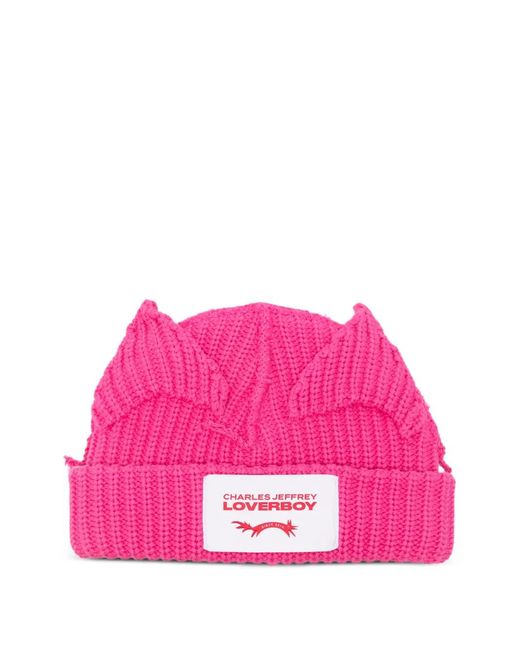 Charles Jeffrey Pink Ears Beanie Hat