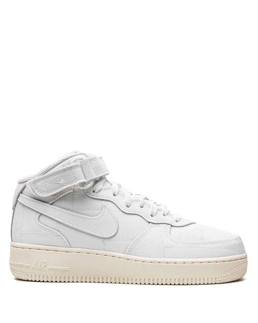 Nike White Air Force 1 Mid "Patchwork" Sneakers