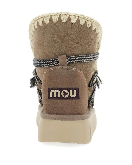 Mou Brown 40Mm Crochet-Detail Lace-Up Boots