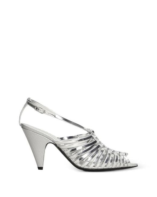 Sergio Rossi White Wovenia Strappy Sandals