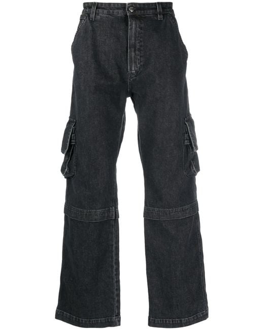 HTC Blue Straight-Leg Denim Cargo Jeans for men