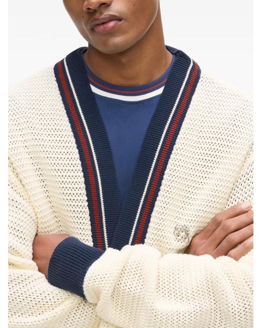 Karl Lagerfeld White Ikon Structure Striped Cardigan for men