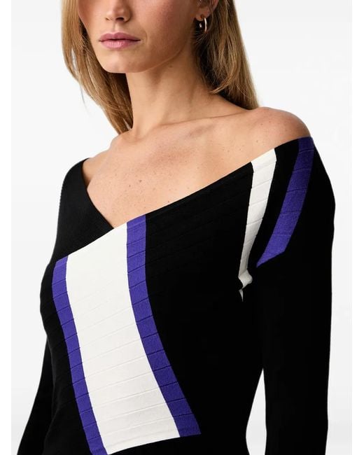 Patrizia Pepe Black Colour-Block Ribbed Midi Dress