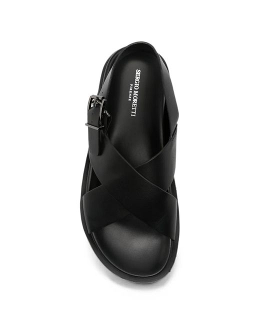 SERGIO MORETTI FIRENZE White Crossover-Strap Buckle-Fastening Sandals