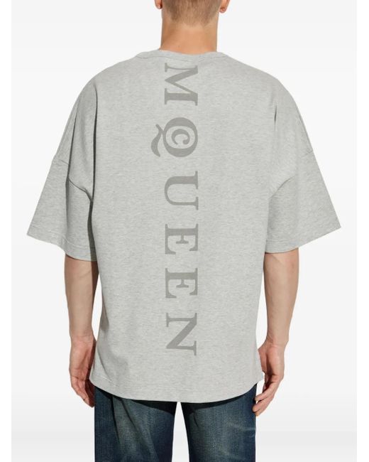 McQueen White Logo-Print T-Shirt for men