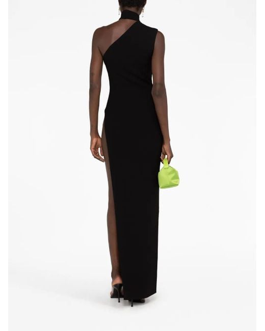 Monot Black Asymmetric Shoulder Dress