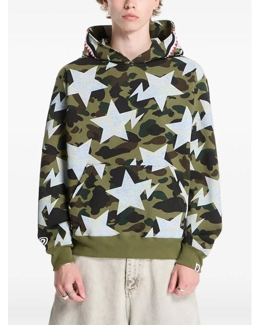 A Bathing Ape Green Shark 1St Camo Hoodie