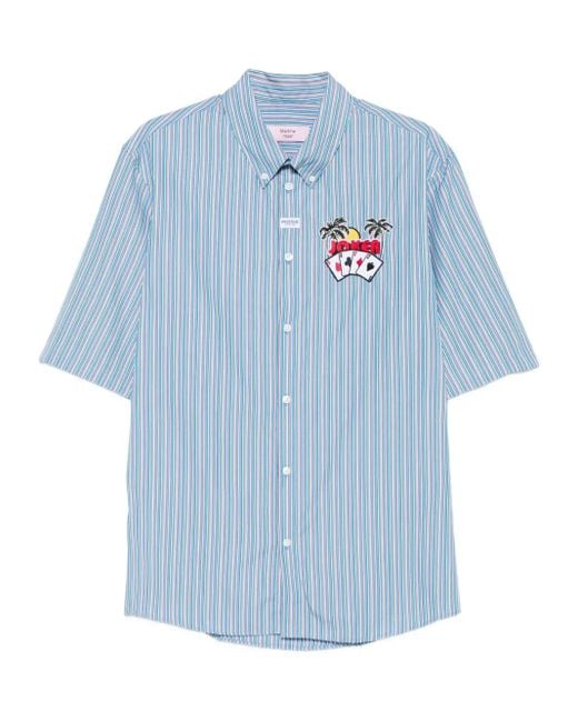Martine Rose Blue Striped Embroidered Shirt for men