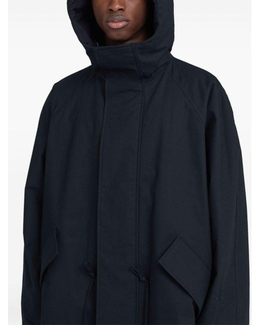 Jil Sander Blue Hooded Padded Parka Coat for men