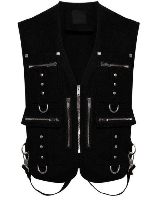 Givenchy Black Multi-pocket Wool Gilet for men