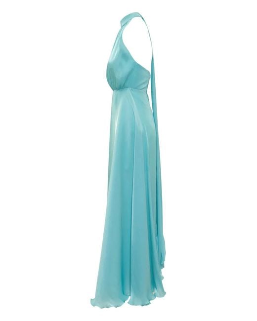 ACTUALEE Blue Halterneck Maxi Dress