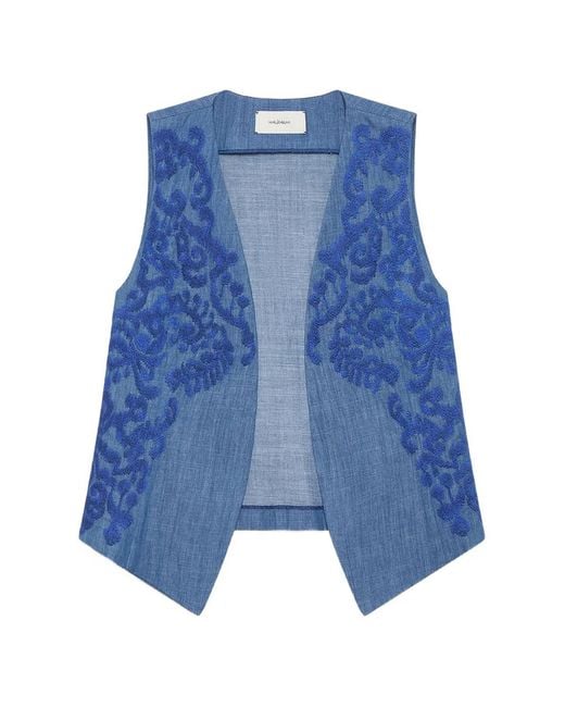 Maliparmi Blue Ikat On Chambray Vest