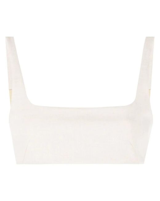 Patrizia Pepe White Square-Neck Crop Top