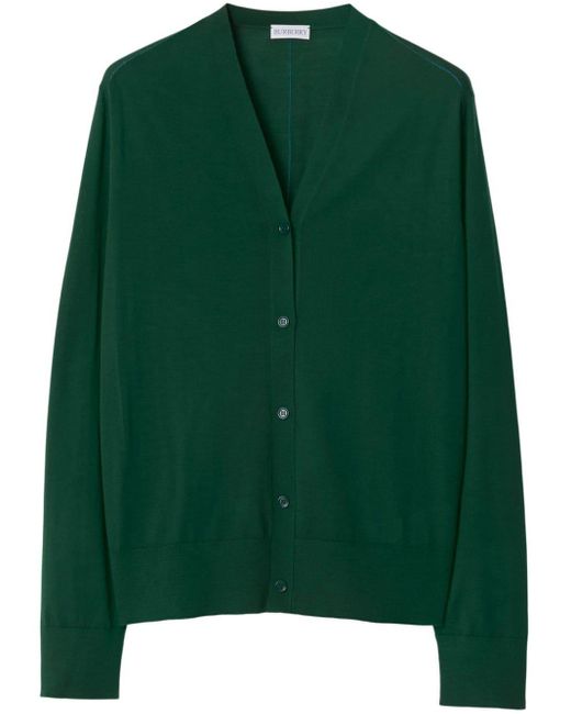 Burberry Green Fine-knit Wool Cardigan