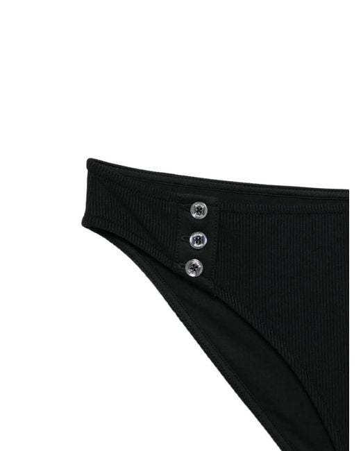 Totême Black Ribbed Button Bikini Bottom