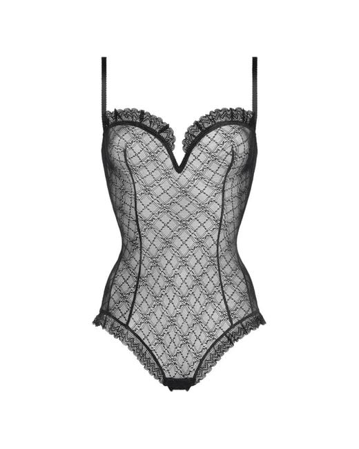 Eres Gray Chantilly Lace Bodysuit