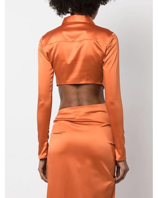 Gcds Orange Long Sleeve Cropped Top