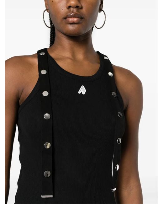 The Attico Black Ribbed Cotton Tank Top