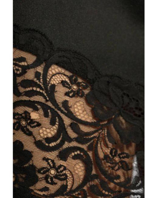 Blumarine Black Long Straight Skirt With Lace Insert