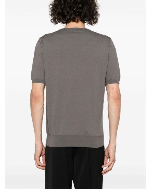 Fine-knit cotton T-shirt Cruciani de hombre de color Gray