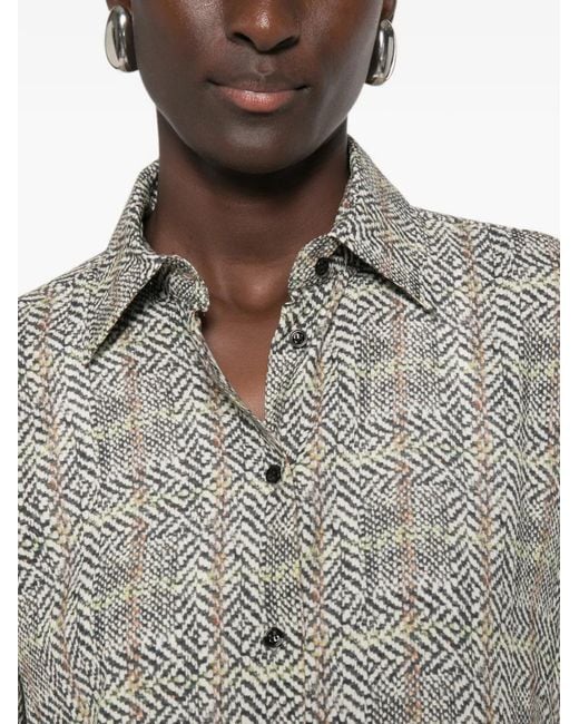 Ermanno Scervino Gray Herringbone-Pattern Shirt
