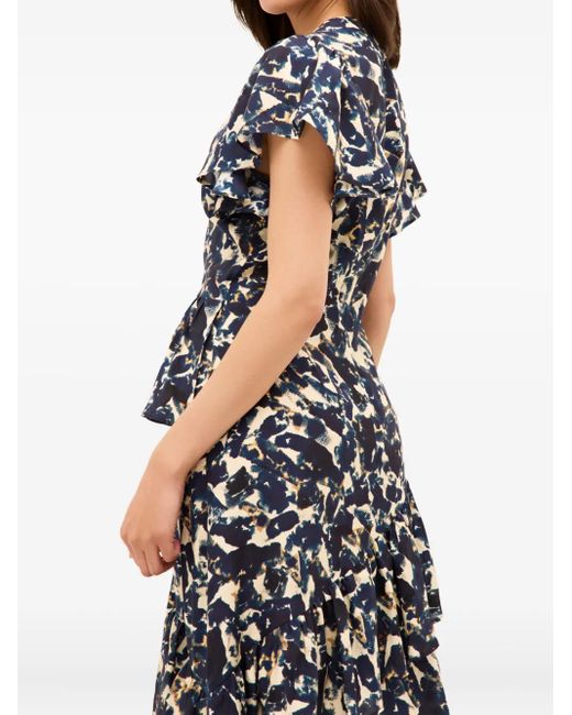 Marie Oliver Blue Quinby Ruffled Maxi Dress