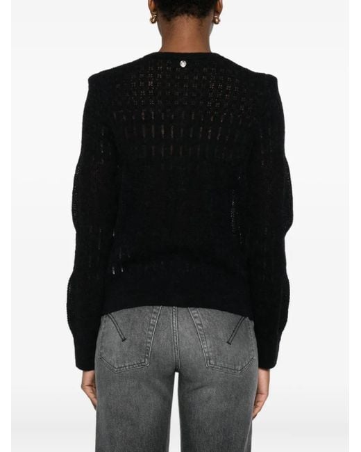 Liu Jo Black Button-Front Open-Knit Cardigan