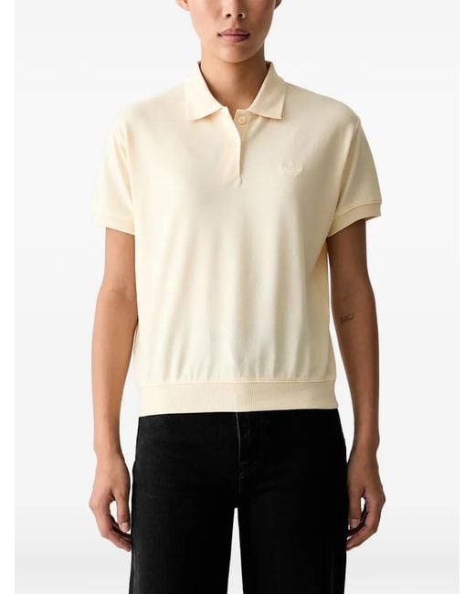 Adidas White Logo-Embroidered Piqué Polo Shirt