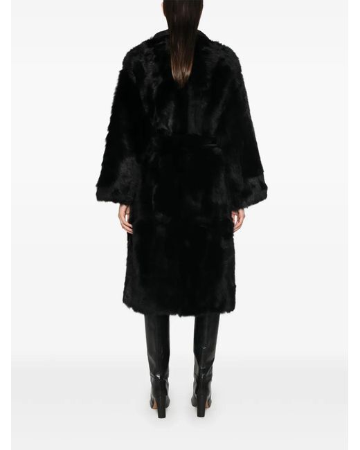 Yves Salomon Black Shearling-Trimmed Fur Jacket