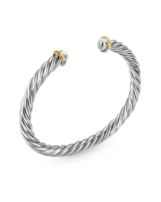 David Yurman White 14Kt And Sterling Cable Cuff Bracelet (6Mm) for men