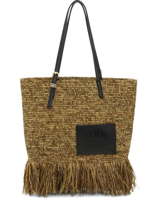 Ganni Natural Raffia Tote Bag