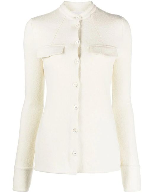 Jil Sander White Dark Cashmere Intarsia Turtleneck Sweater