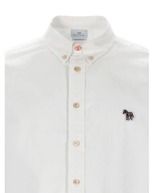 Paul Smith White Zebra-Patch Button-Down Shirt for men