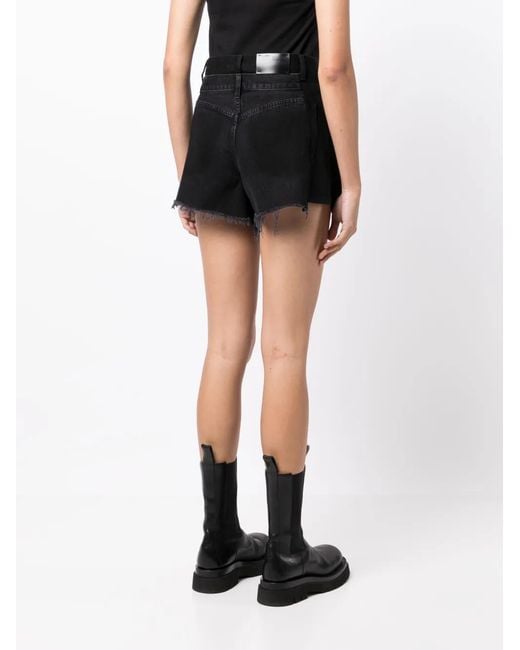 JNBY Black Raw-Cut Asymmetric Denim Shorts