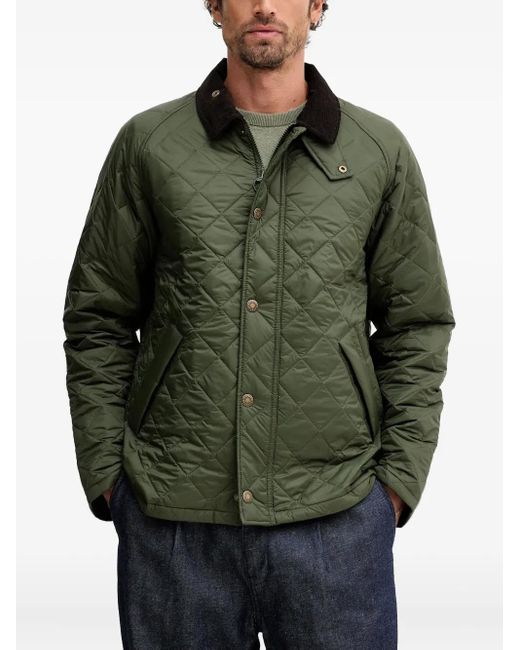 Barbour Green Quilted Corduroy-Collar Jacket for men
