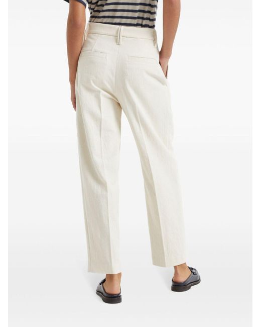 Pantaloni a gamba ampia con pieghe di Brunello Cucinelli in White