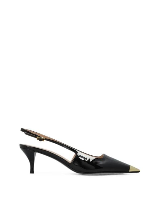 Furla Black Metal-Cap-Toe Slingback Pumps
