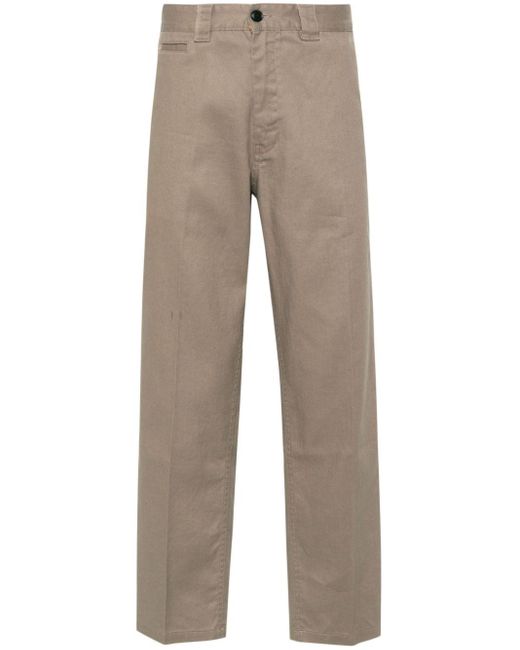 Boss Brown Pressed-crease Twill Tapered Trousers for men