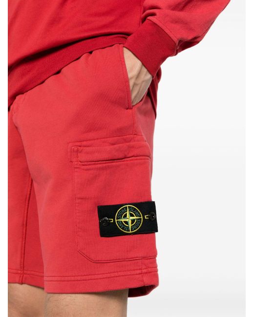 Stone Island Shorts mit Kompass-Patch in Red für Herren