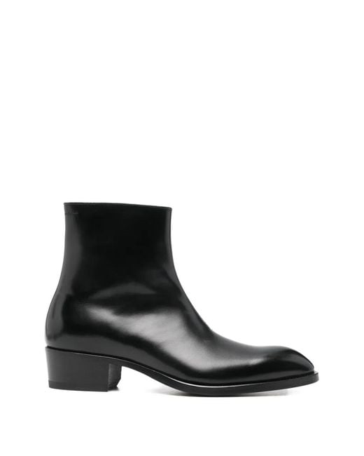 Tom Ford Black Burnished Leather Chelsea Boots for men