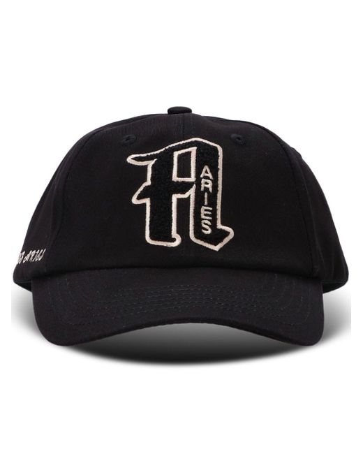 Aries Black Logo-embroidered Baseball Cap for men