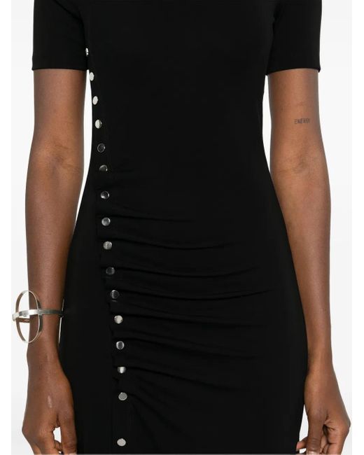 Rabanne Gedrapeerde Asymmetrische Maxi-Jurk in het Black