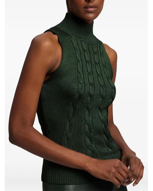 Ralph Lauren Green Pullunder Mit Zopfmuster