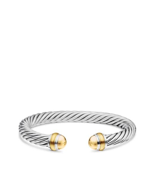 David Yurman White 14K And Sterling Classic Cable Bracelet (7Mm)