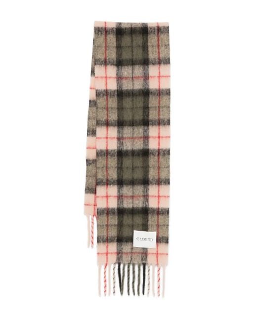 Closed Pink Checked Fringed Scarf
