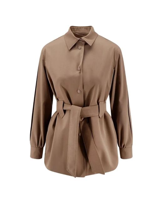 Chaqueta De Lana Con Cinturón Max Mara de color Brown