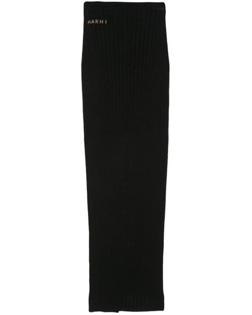 Marni Black Logo-jacquard Midi Skirt