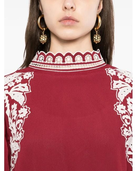 Farm Rio Floral-Embroidered Blouse