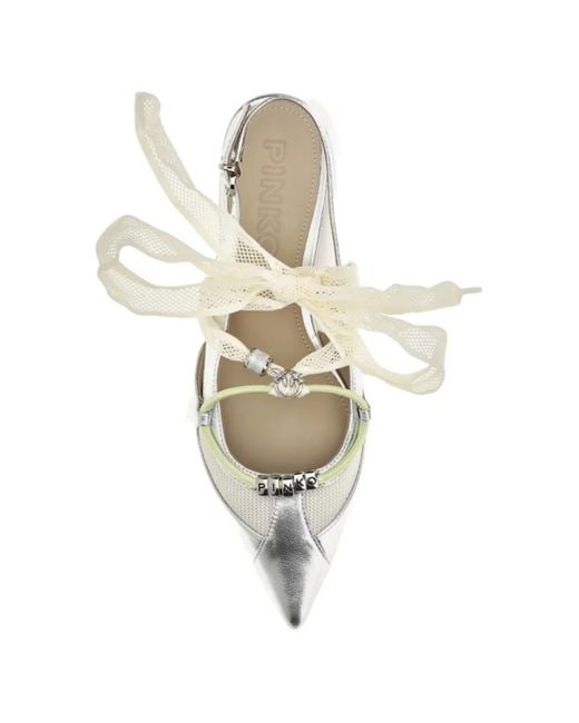 Pinko Metallic Lace-Up Point-Toe Sandals